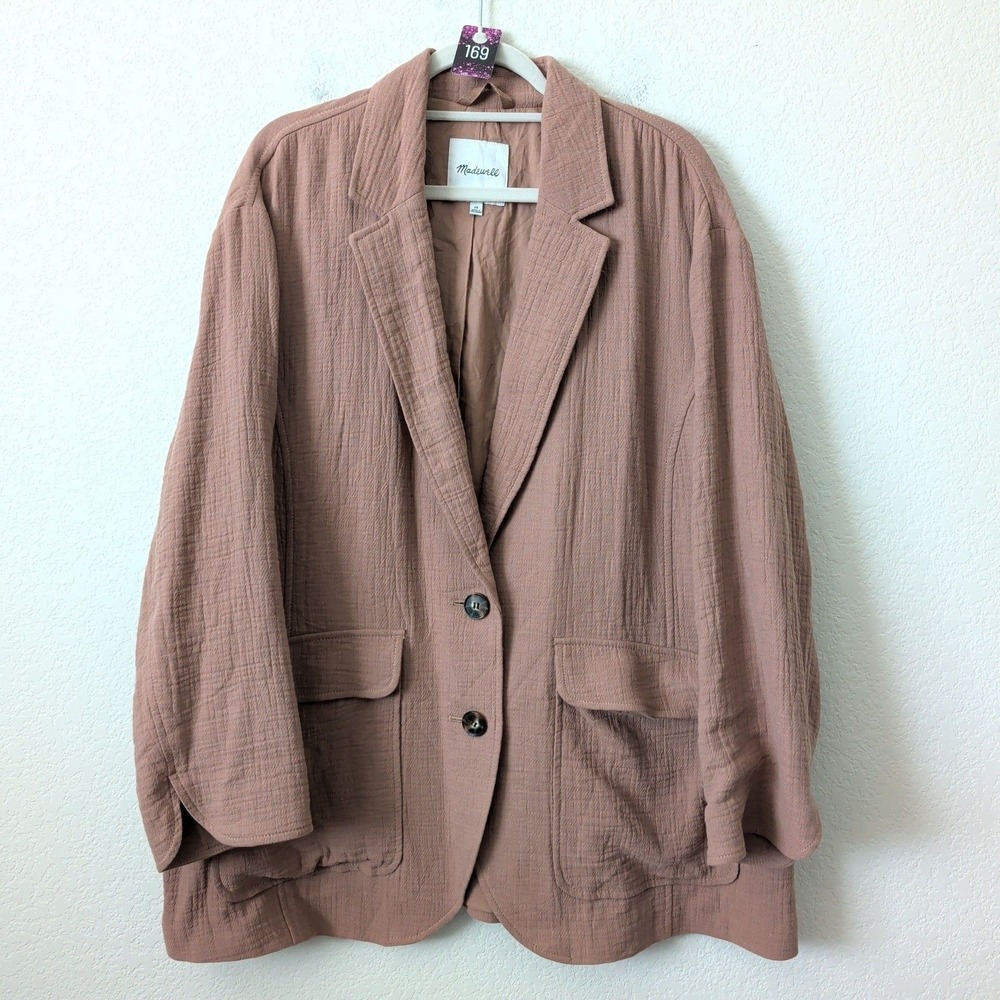 169 Madewell Larsen Blazer Womens 2X Cotton Linen Gauze Casual Workwear